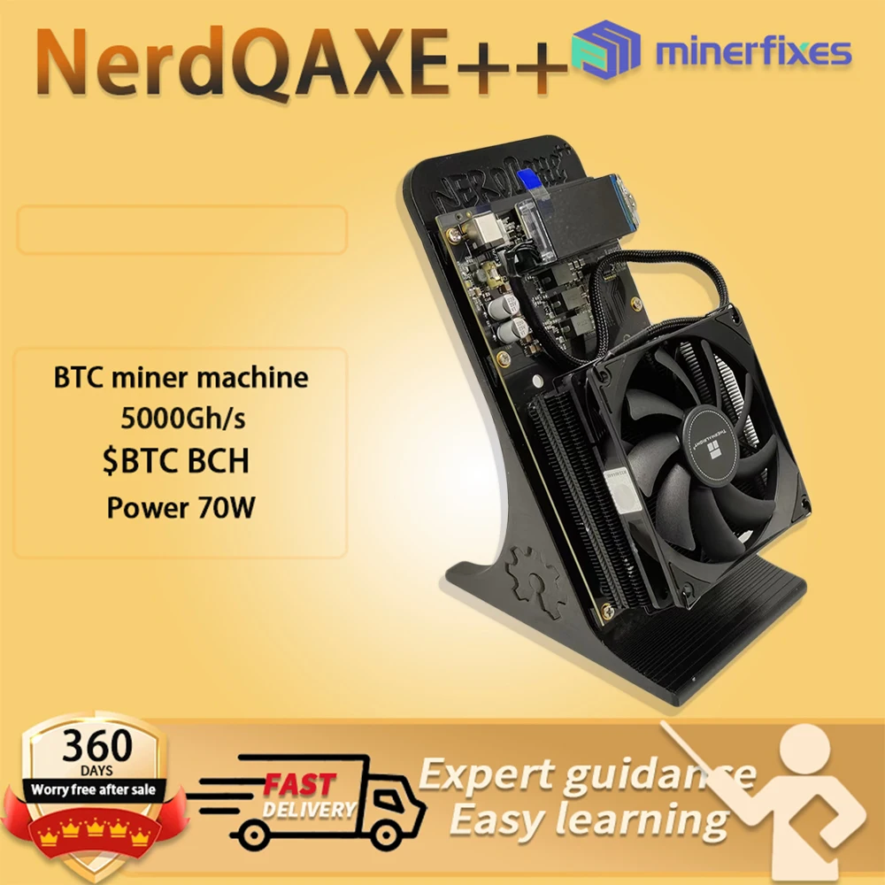 

Новый биткойн-майнер BTC BCH BSV, DGB NerdQaxe 4,8TH/s 75 Вт Solo Miner BTC, SHA-256 Майнинг-машина с гарантией 120 Вт PSU180