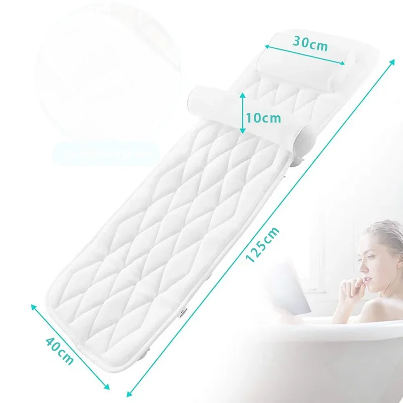 Luxury Full Body Bath Pillows Bathtub Cushion with Suction Cups 4D Air Mesh Fit Any Tub Bath Pillow for Bathtub, Shower Cushion