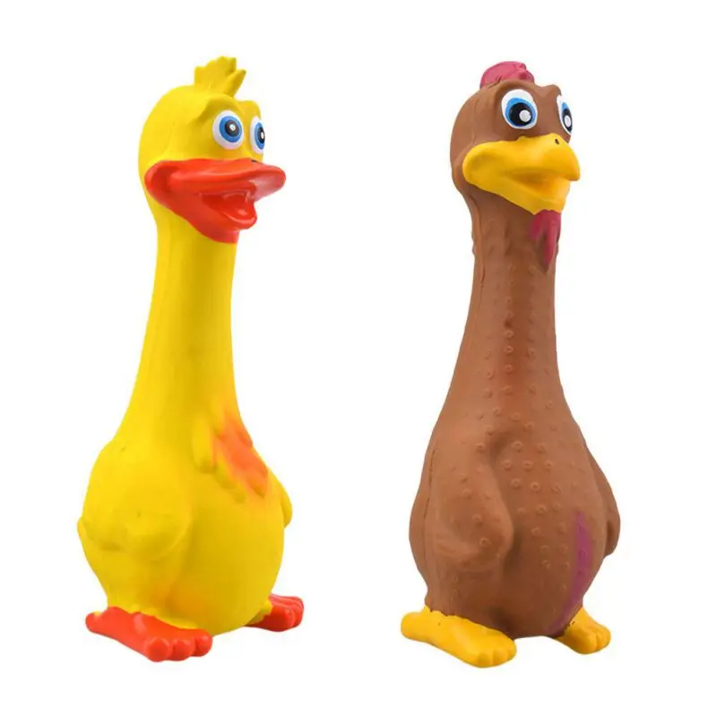 Bite Resistant Dog Cleaning Tooth Toys Latex Rubber Dog Squeaky Toy Chicken Ducks Animal Shape Squeaker Chew Toy For Dogs