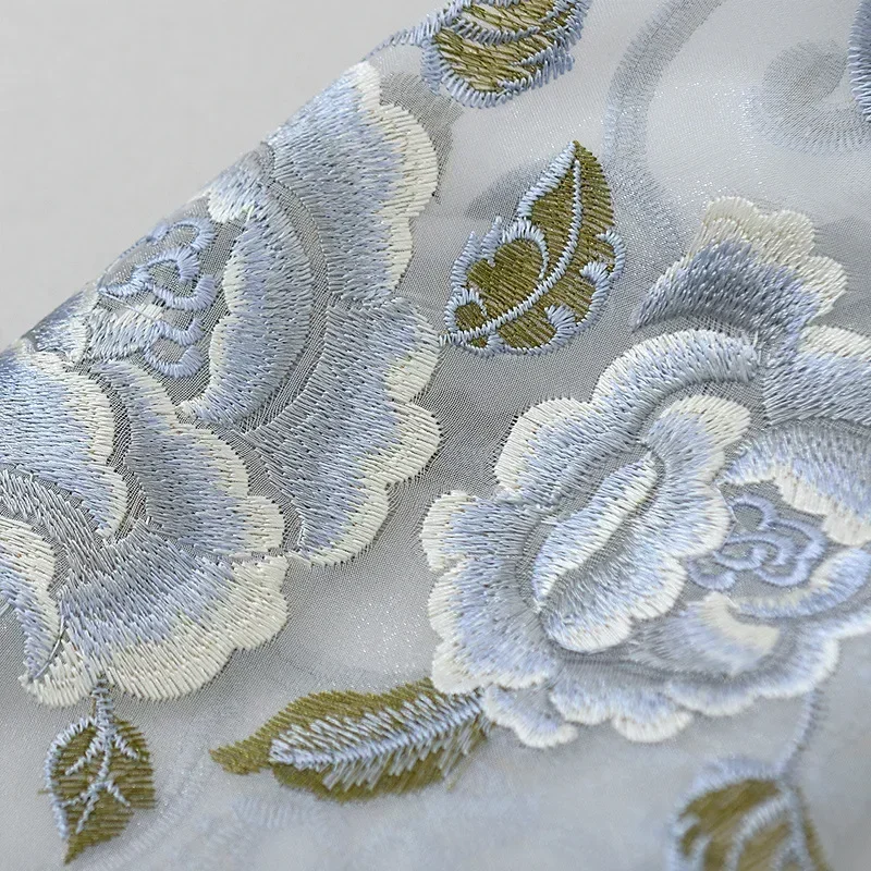 European-Style Hollow Atmosphere Embroidered Curtain Yarn Custom Living Room and Bedroom Shade Modern and Simple High-End luxury