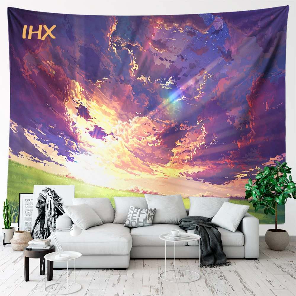 Anime Scene Aesthetic Tapestry Wall Hanging Kawaii Room Decor Hippie Japanese Anime Large Wall Tapestry Bedroom Decoration Home