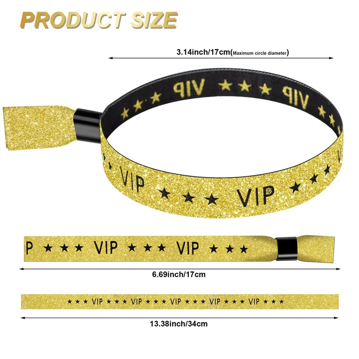 Imagem -03 - Pulseira Monochrome Event Pano Vip Pulseiras para Festas Gold Activities Pacote 100