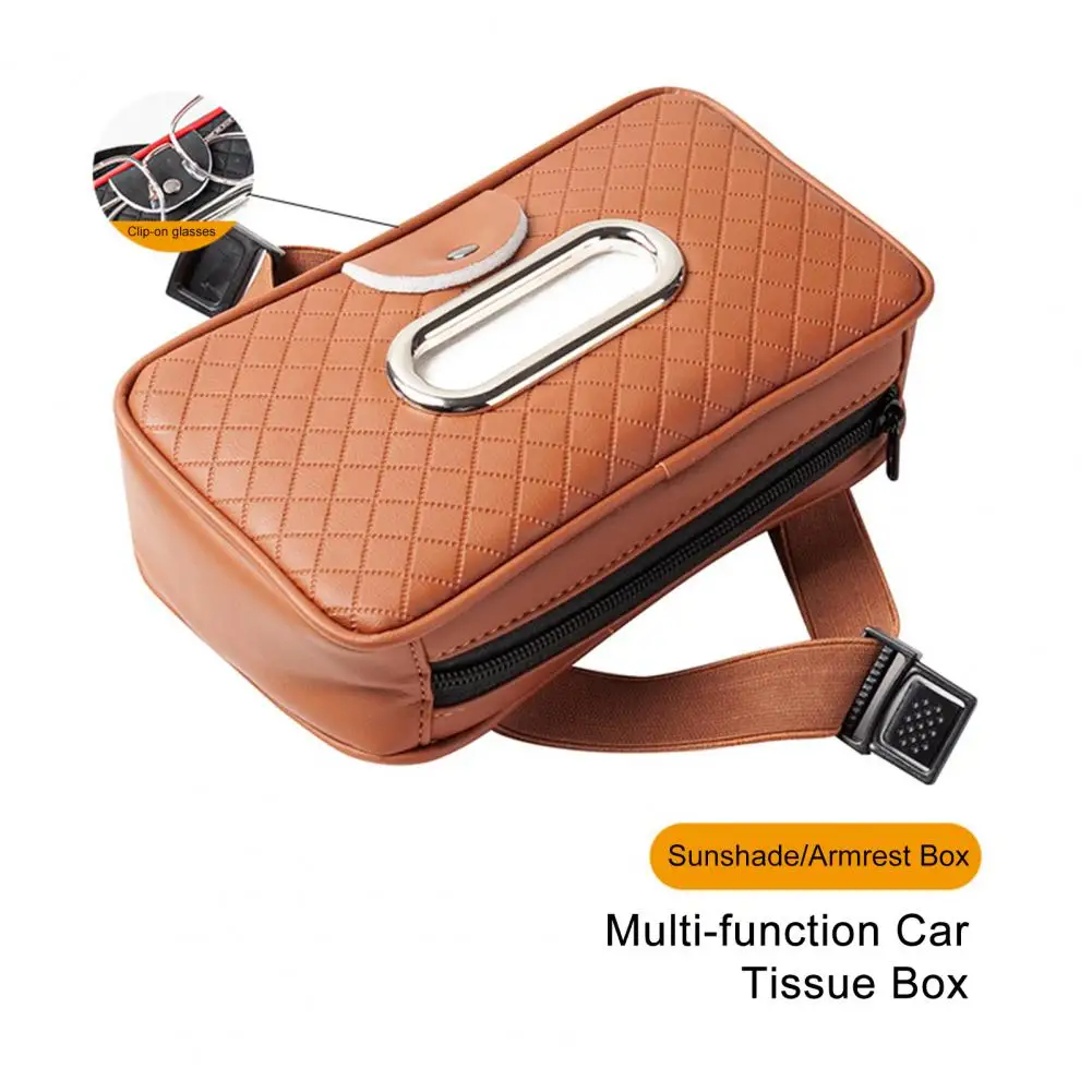 

Universal Car Napkin Holder Car Tissue Holder Universal Car Supplies Quilted Faux Leather Tissue Holder Glasses Clip