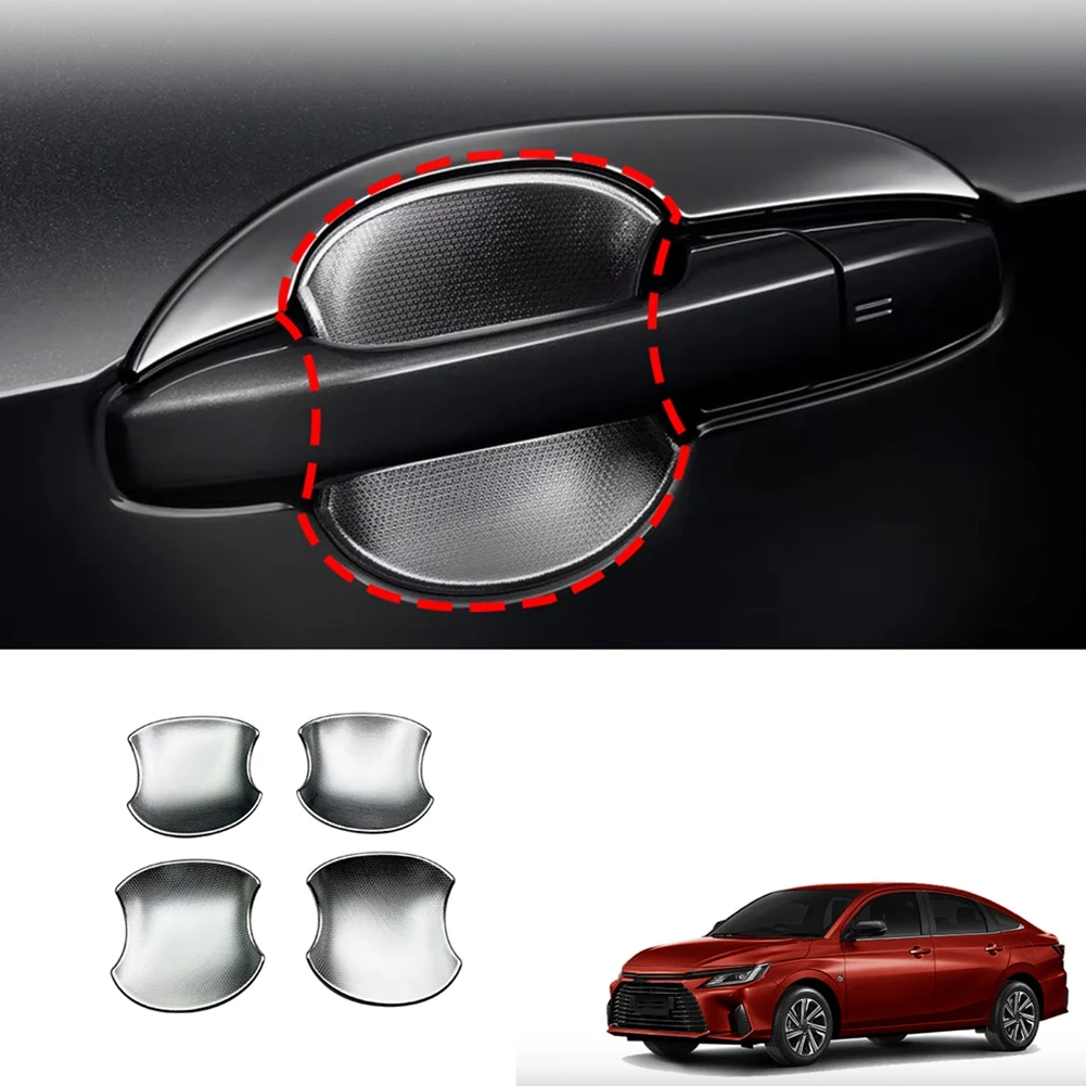 Car Chrome External Door Handle Bowl Cover Cup Cavity Trim Insert Catch Molding for Toyota Yaris Ativ / Vios 2022