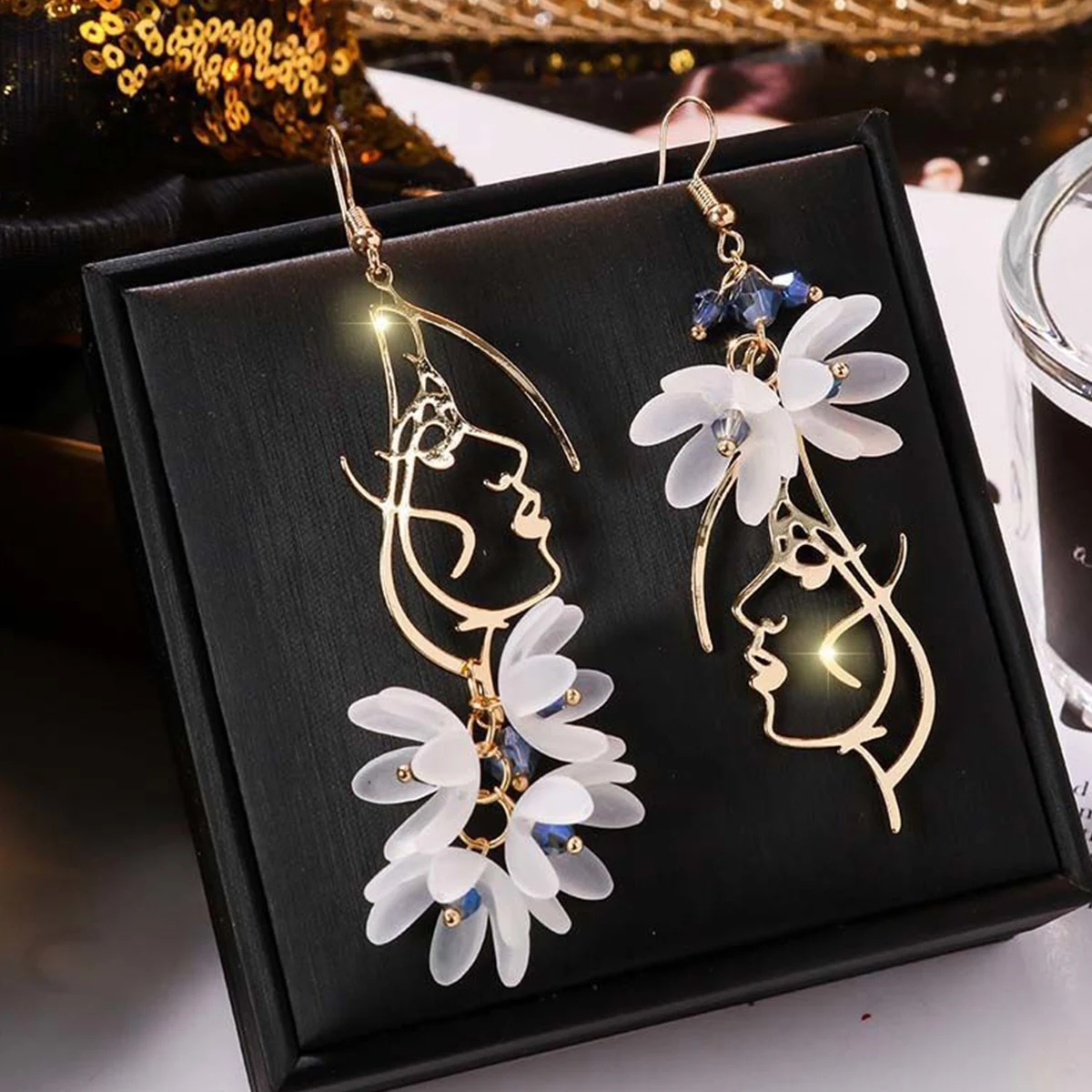 2PC women's fashion creative long tassel flower earrings earrings earrings jewelry suitable for dates, parties, holidays gifts