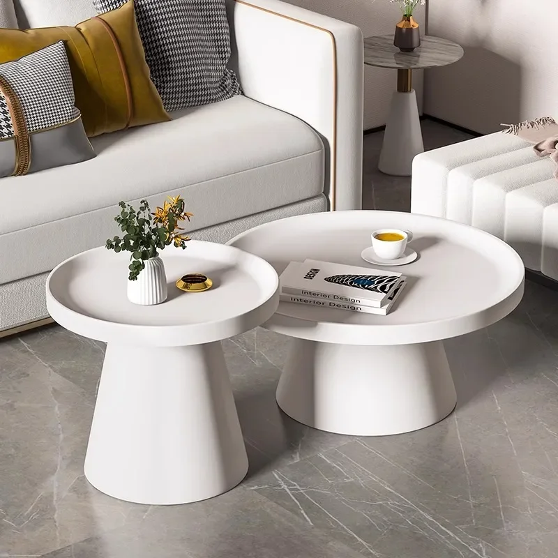 European Unique Coffee Table Living Room Trendy Round Coffee Table Storage Minimalist Table Basse Luxe Furniture Supplies