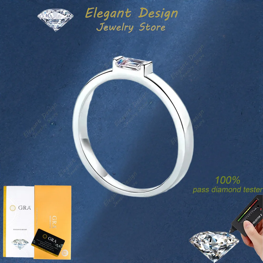 

Elegant Store Emerald Cut 3*5 Moissanite 0.5CT Rings, 18K White Gold Women and Men Wedding Band for Boy and Girl Gift Unisex