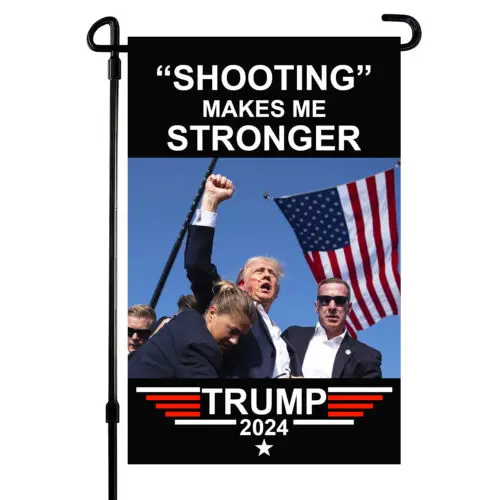 Trump 2024 Garden Flag Shooting Makes Me Banner Double Sided 12x18 Ft