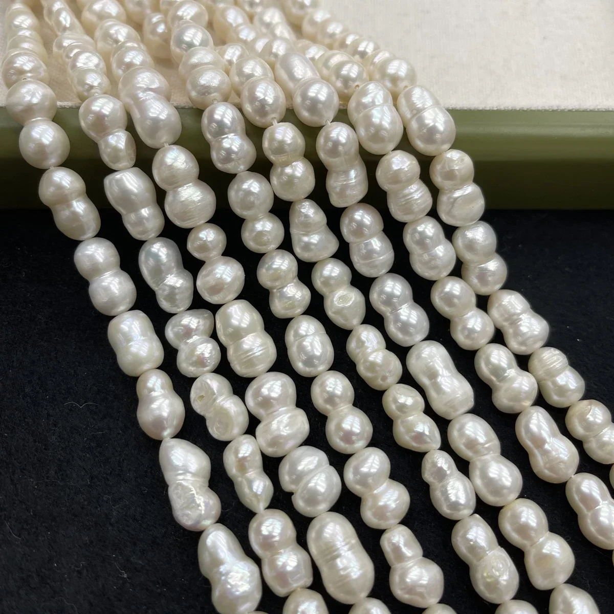 10x15mm Natural Freshwater White Peanut Shape Pearl Strand Baroque Double Gourd Pearls for DIY Necklace Jewelry Making Supplies