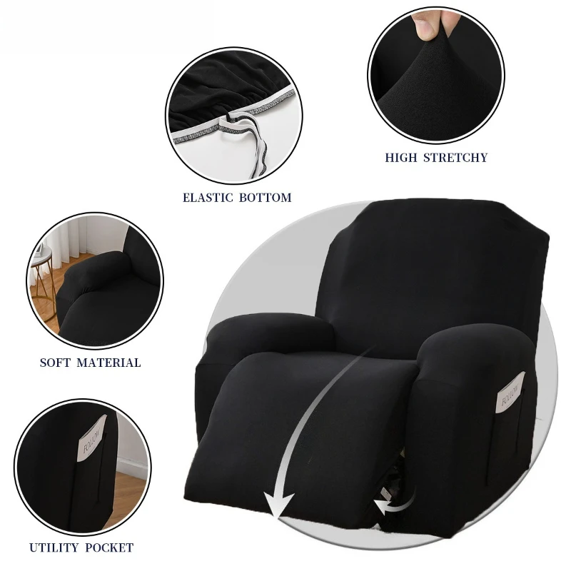 4/6/8PCS Milk Silk Cheviot Sofa Cover Stretch Split Type Recliner Chair Slipcover Elastic Couch Protector for Living Room Home