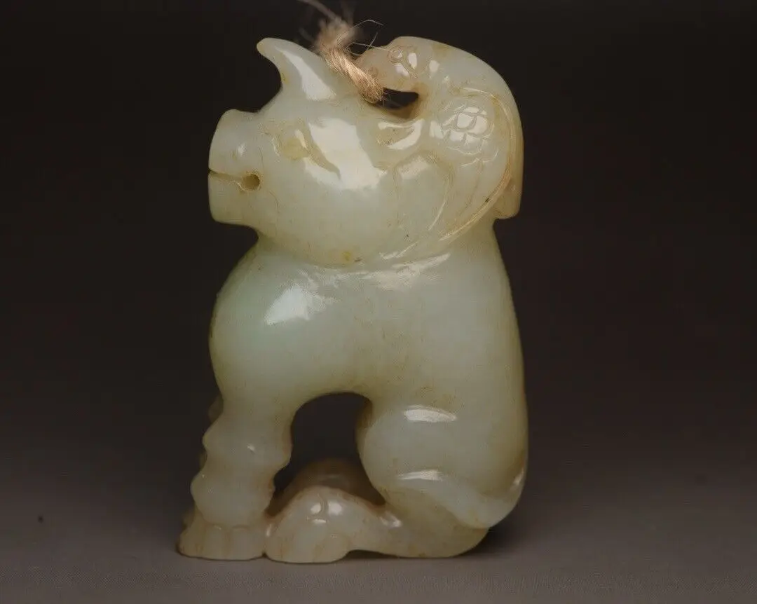 collectible hetian white jade hongshan culture ancient beast and bird statue