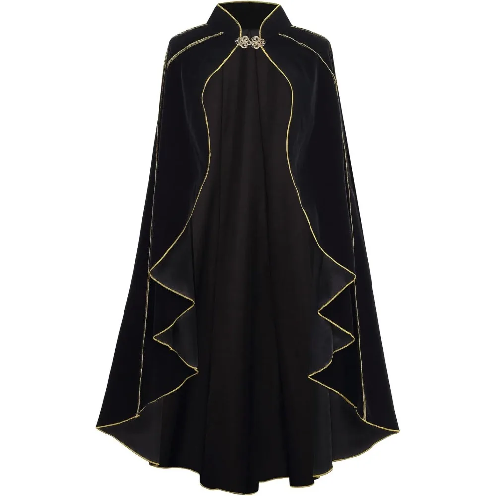 عباءة جديدة من جلد الغزال في العصور الوسطى - زخرفة ذهبية عتيقة، رأس الهالوين للعروض المسرحية