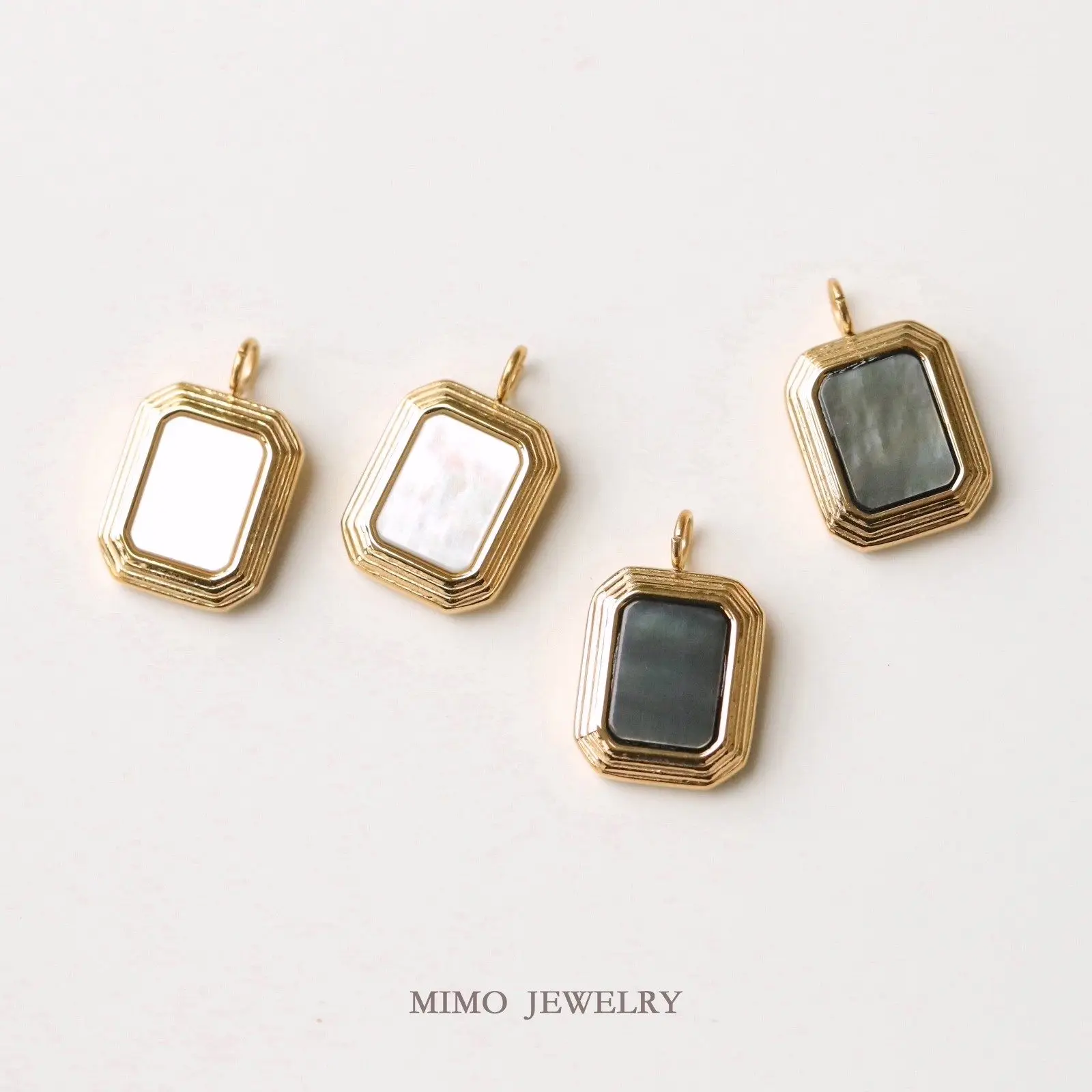 Rectangular Mother of Pearl Pendant Cool Temperament Charms Pendant Supplies DIY Hand Stainless Steel Gold Plated Accessories
