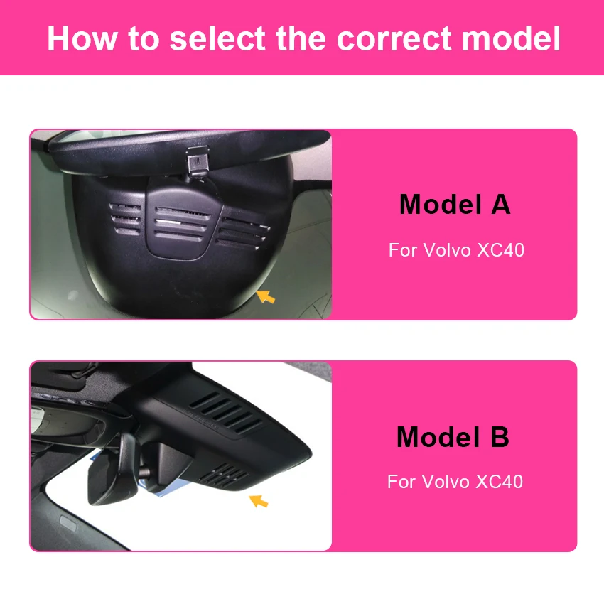 Dashcam for Volvo XC40 2018-2025 Plug and Play Wifi Car DVR Front and Rear 4K Dash Cam Driving Recorder, Car Camera for XC40