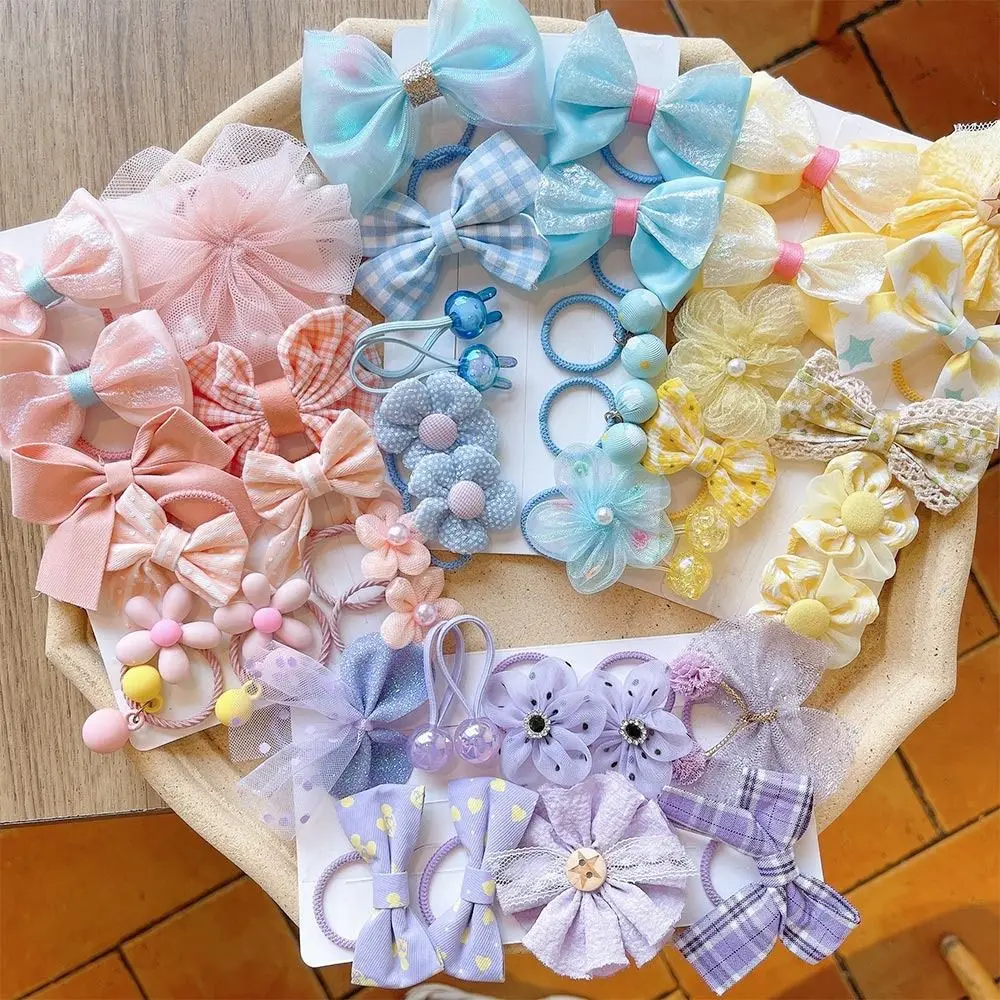 10-Piece/Set Children Elastic Good Flower Mesh Bow Baby Hair Ring Rubber Band Head Rope