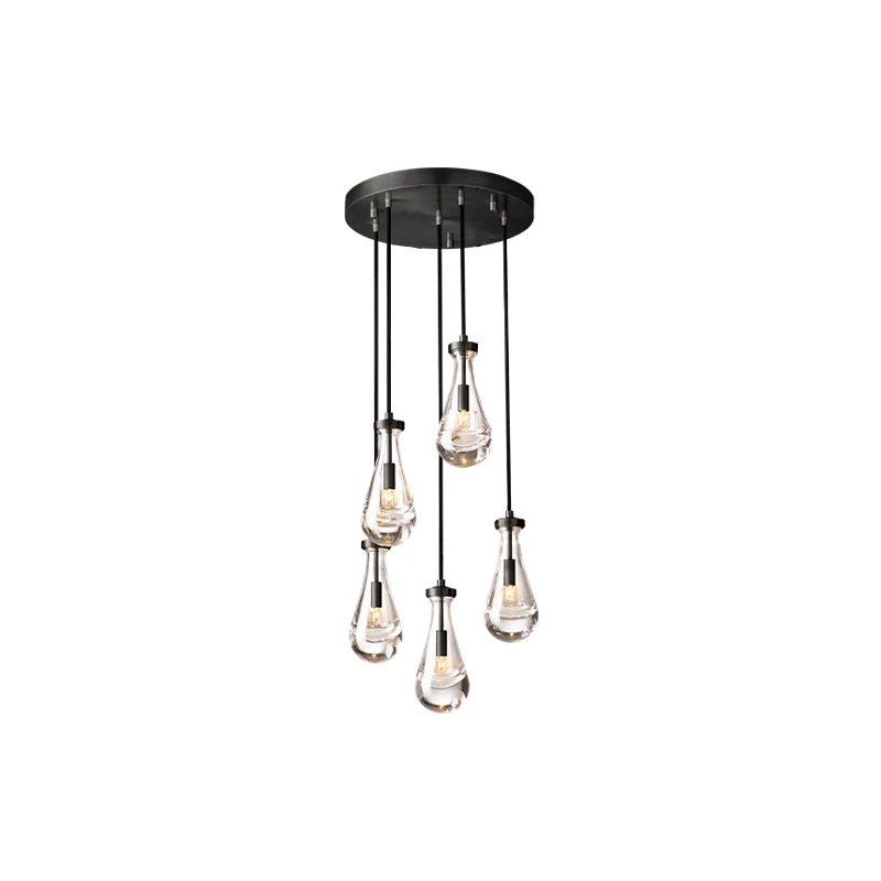 Transform Your Living Room With Our LED American Water Drop Pendant Light Elegant Design Chrome Black Hardware Dimming Function