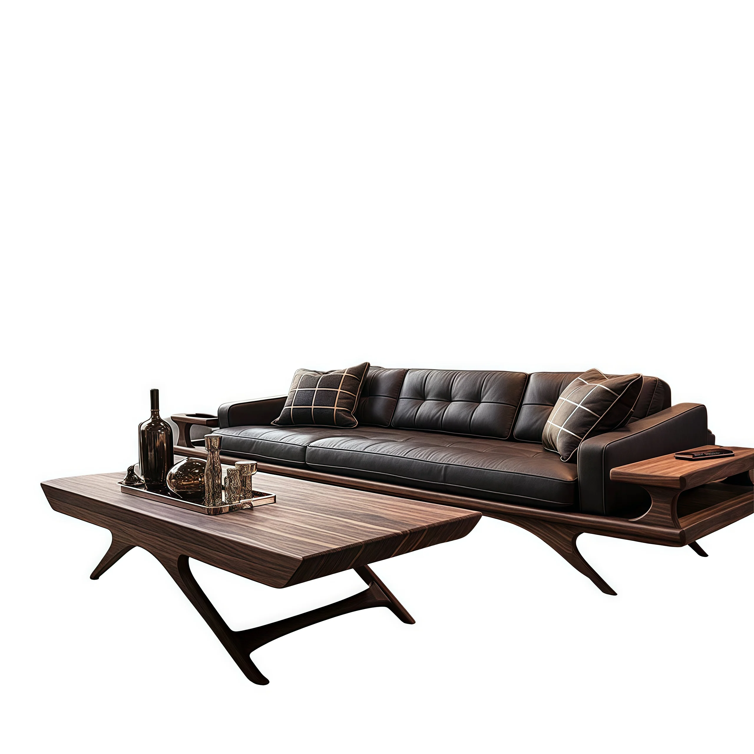 

Black walnut new Chinese style solid wood straightrow modern light luxury leisure office high end living room villa