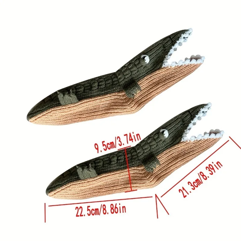 Soft Yarn Knitted Crocodile Home Socks Cartoon Anti-slip Floor Socks Indoor Casual Warm Socks
