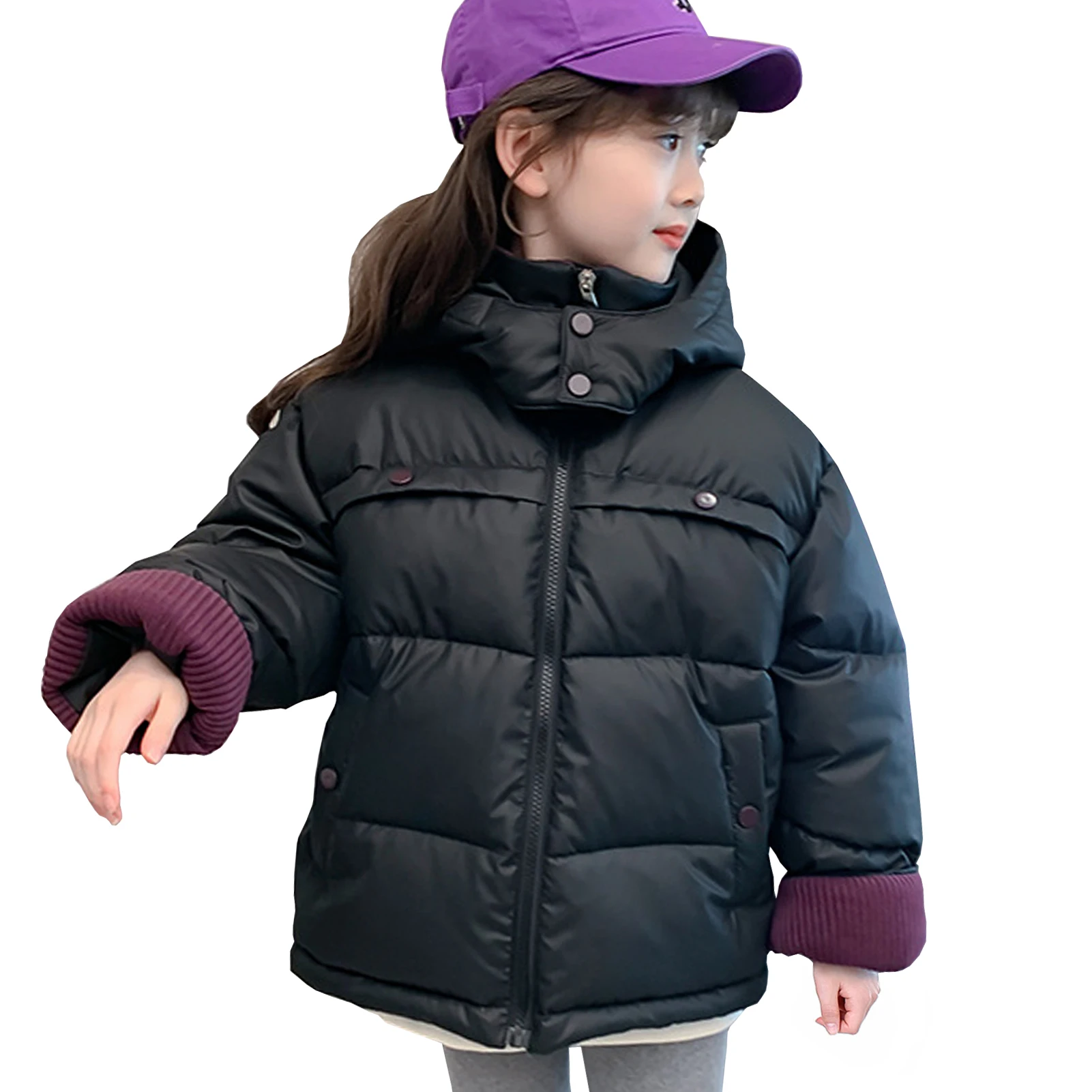 

Hooded Girls Winter Jacket Thick Warm Children's Puffer Coat Loose Casual Girls Down Cotton Parka Windproof Kids Quilted Jacket