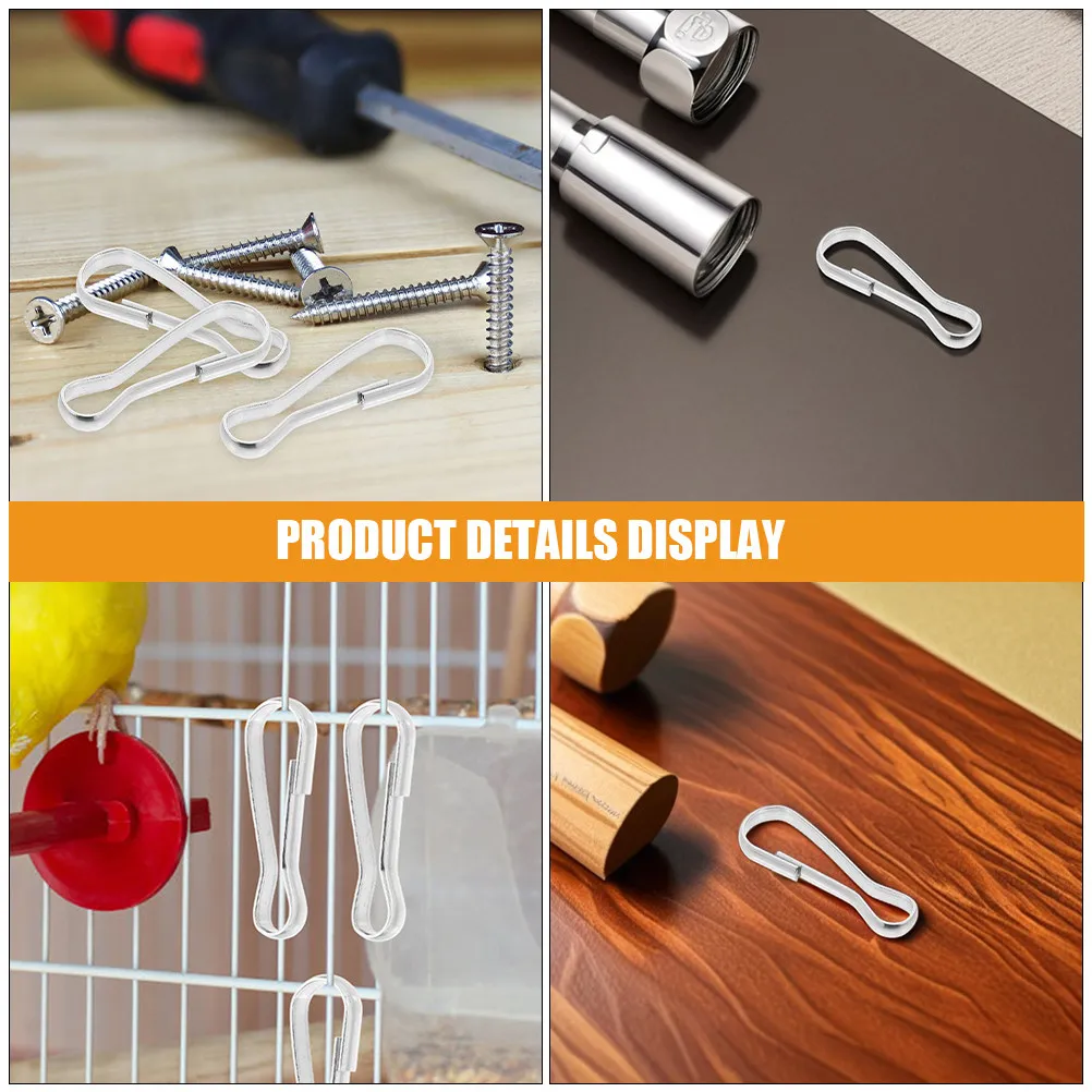 20Pcs Stainless Steel Self-Locking Hook Clips Versatile Heavy Duty Hanging Solution for Parrot Accessories Small Animal Tunnels