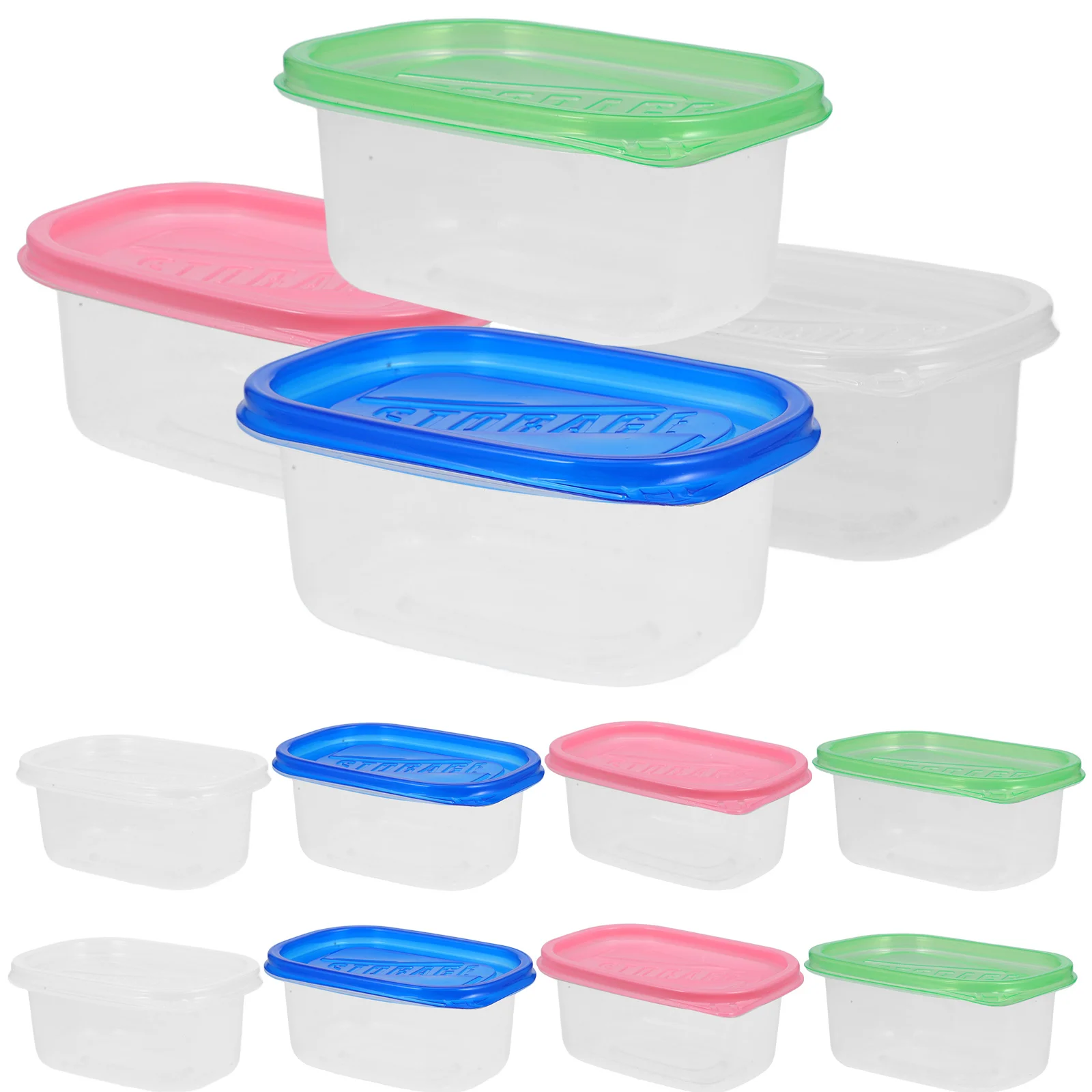 

12pcs 280Ml Rectangular Plastic Food Storage Containers With Lids Stackable Lunch Boxes For Meal Prep Travel Bento Fresh Keeping