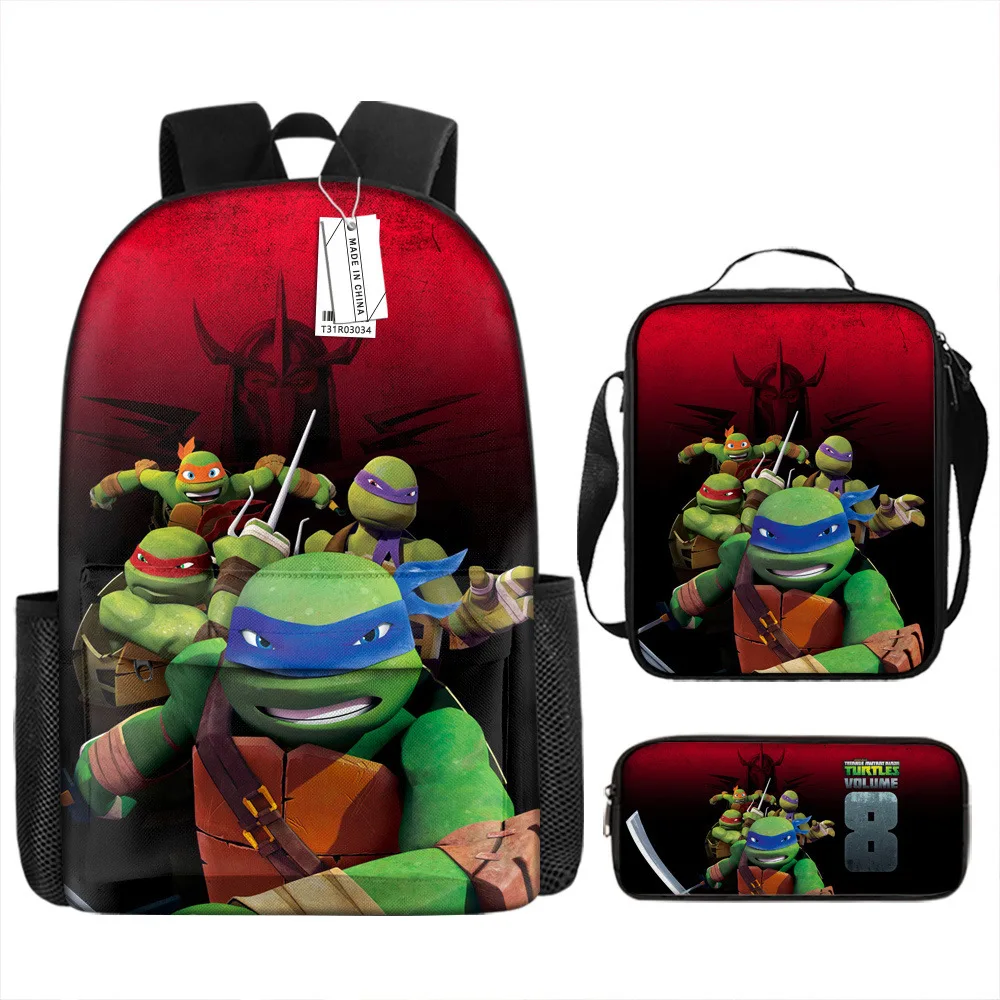 Teenage Mutant Ninja Turtles Backpack Lunch Bag Pencil Case Set Kid School Travel Anime Schoolbag Food Bento Pouch Children Gift