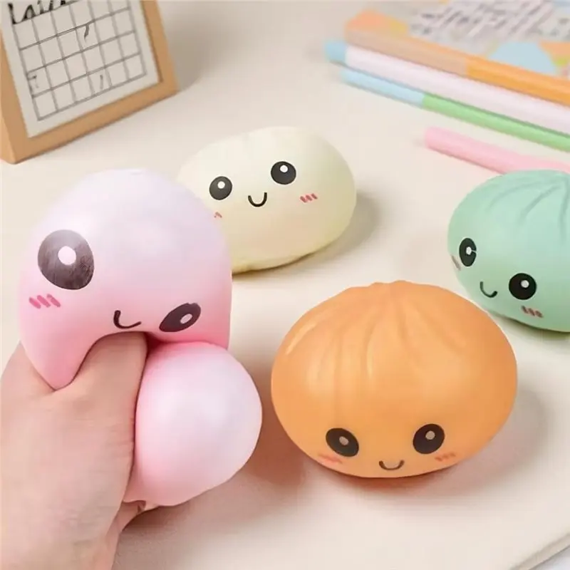 餃子型スクイーズミステリーボックス-かわいい蒸し器バスケットパン-ストレスボール-子供と大人向け-ランダムカラー