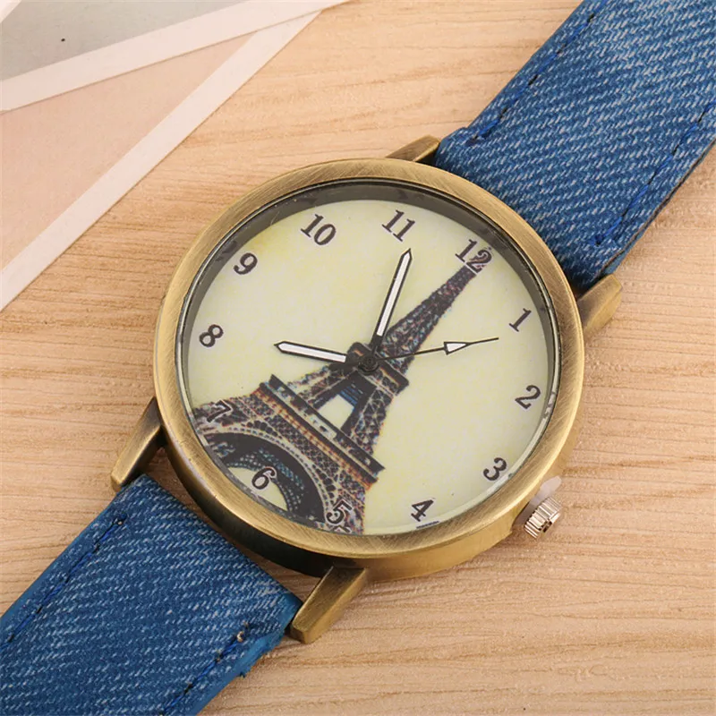 Fashion Brand Women\'s Watches Eiffel Tower Vintage Leather Quartz Watch Women Ladies Wrist Watches Casual Clock Gifts