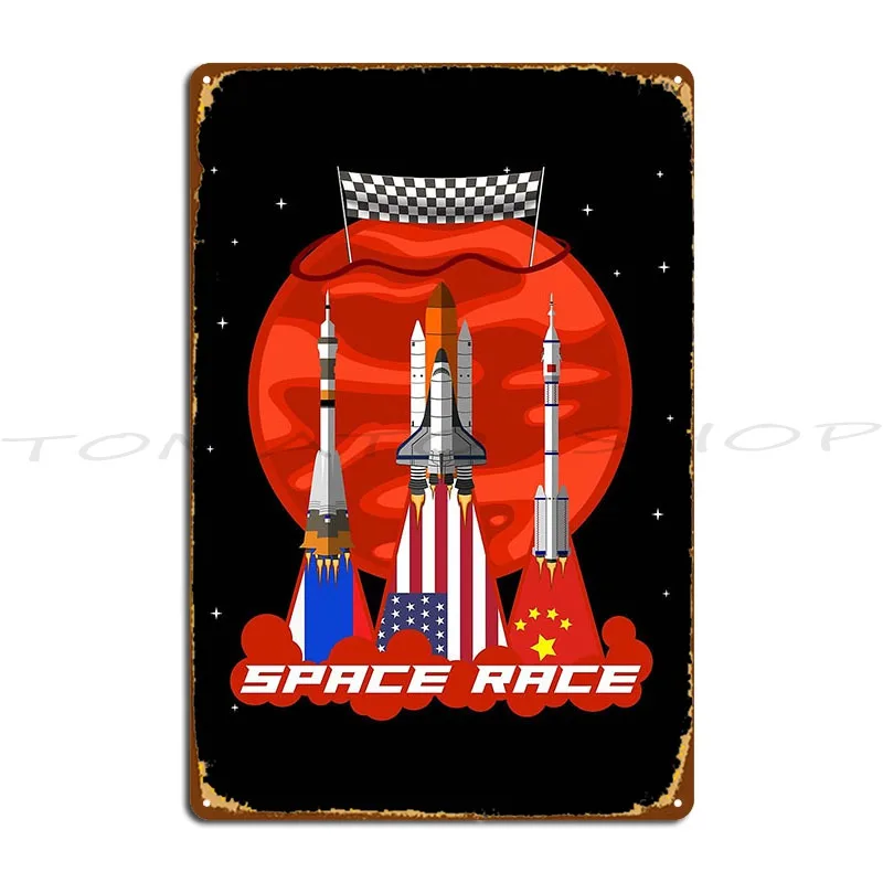 Ussr Soviet Propaganda Poster Space Program Cccp Rocket Russia Metal Plaque Cinema Custom Garage Club Design  Tin Sign Poster