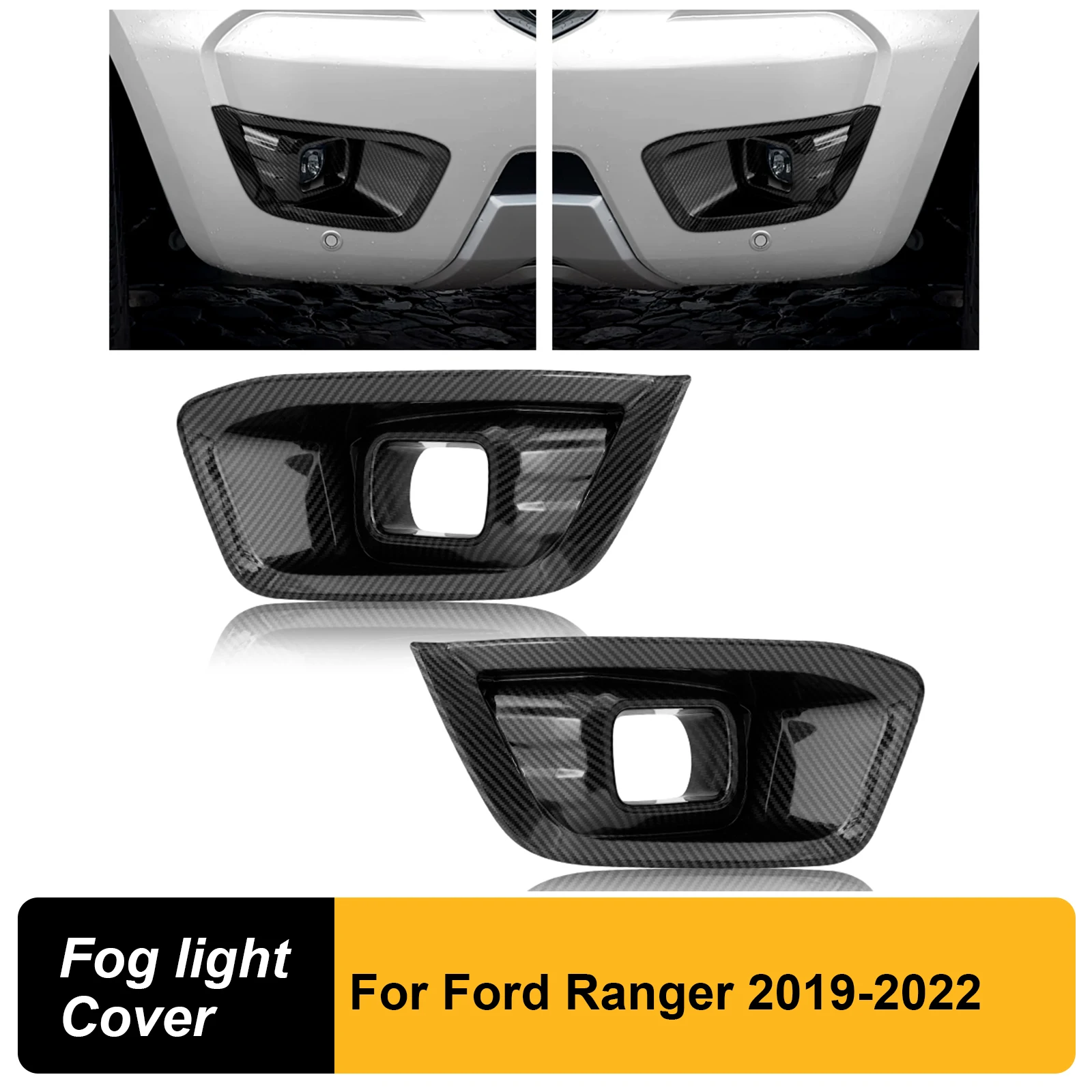 

Carbon fiber 2PCS Fog Light Cover Trim For Ford Ranger 2019-2022 Limited XL XLT T8 Front Bumper Fog Lamp Car Styling Accessories