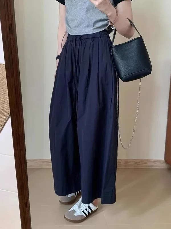 

Loose High Waist Belted Wide Leg Straight Leg Pants plus Size Women's Summer Casual Comfortable Breathable Polyester Fiber