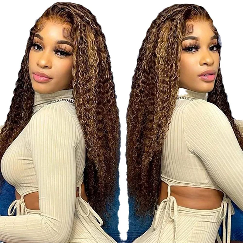 Afrykański Gradient Damska Mała Kręcona Fryzura Koncertowa Nakrycie Głowy Włókno Chemiczne Pełne Nakrycie Głowy Pasujące do Ubrań Barowych Długie Włosy