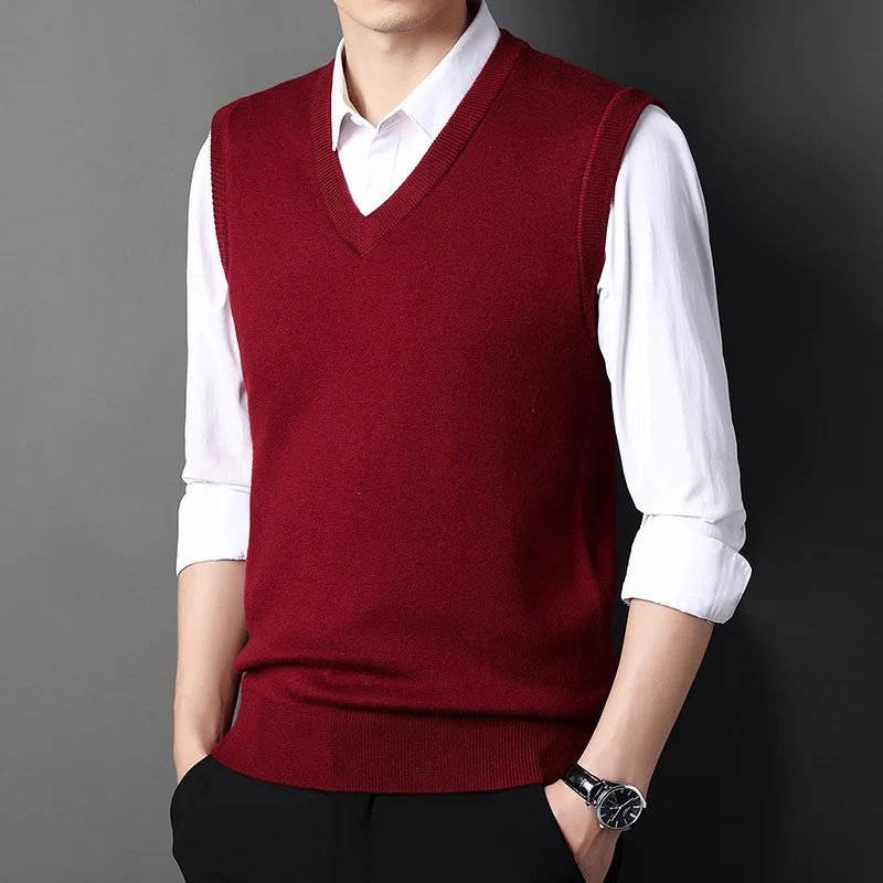 Winter and autumn men's V-neck pullover, thick winter jacket, men's sweater, middle-aged business undergarment, father's outfit