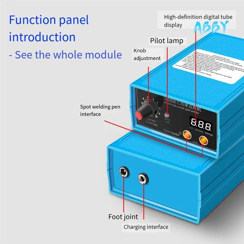 

ABBY-5000W Точечная сварка Портативный мощный аппарат для точечной сварки Мини-ручной точечной сварки для батареи 18650/26650/32650