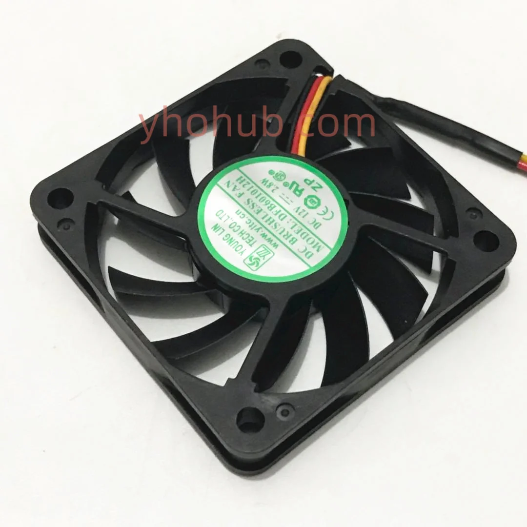 

Young Lin DFB601012H DC 12V 2.80W 60x60x10mm 3-Wire Server Cooling Fan