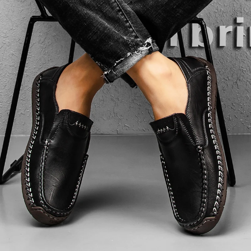 New Men's Flat Casual Shoes Handmade Leather Men Loafers Outdoor Men Shoes Breathable Men Moccasins Men's Sneakers Driving Shoes