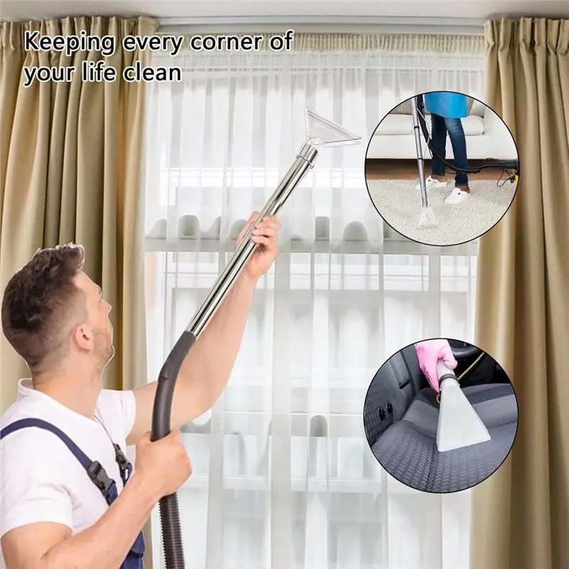 B02C-38Mm Clear Head Transparent Squeegee Head Stainless Steel Tube Soft Rubber Joint Wet Dry Vacuum Nozzle Attachment