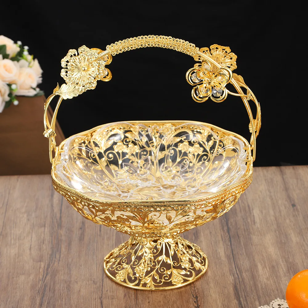 European glass fruit plate creative single-layer portable candy plate home handicraft ornament  fruit plate