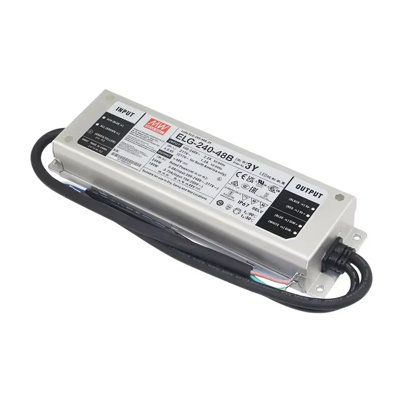 MEAN WELL ELG-240-48-A/B/AB/DA-3Y LED power supply, waterproof IP67 LED driver 0-10V dimmable, suitable for outdoor lighting