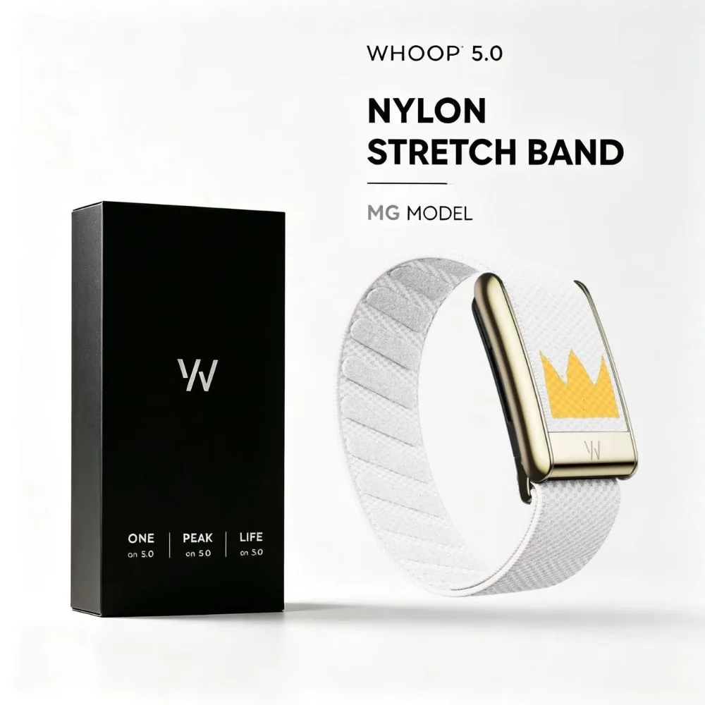 WHOOP 5.0 Crown Pattern Nylon Band Elastic Sport Wrist Strap Metal Connector Replacement Fitness Tracker Accessory