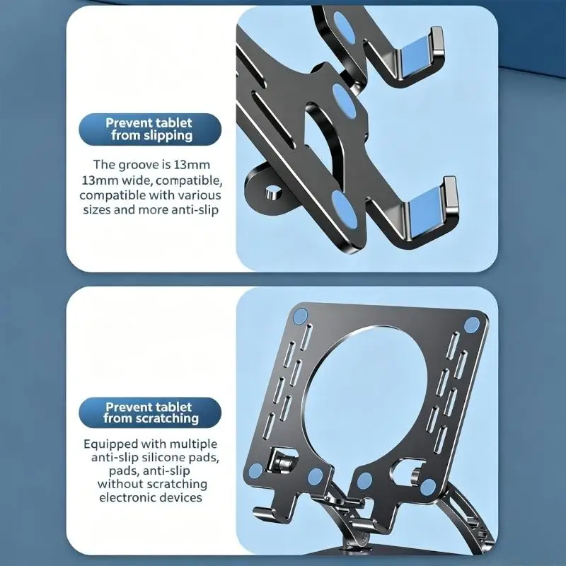 Adjustable Aluminum Laptop Stand For 9.7 To 17.3Inch Tablets And Notebook With Double Axises Rotation And Cooling Design