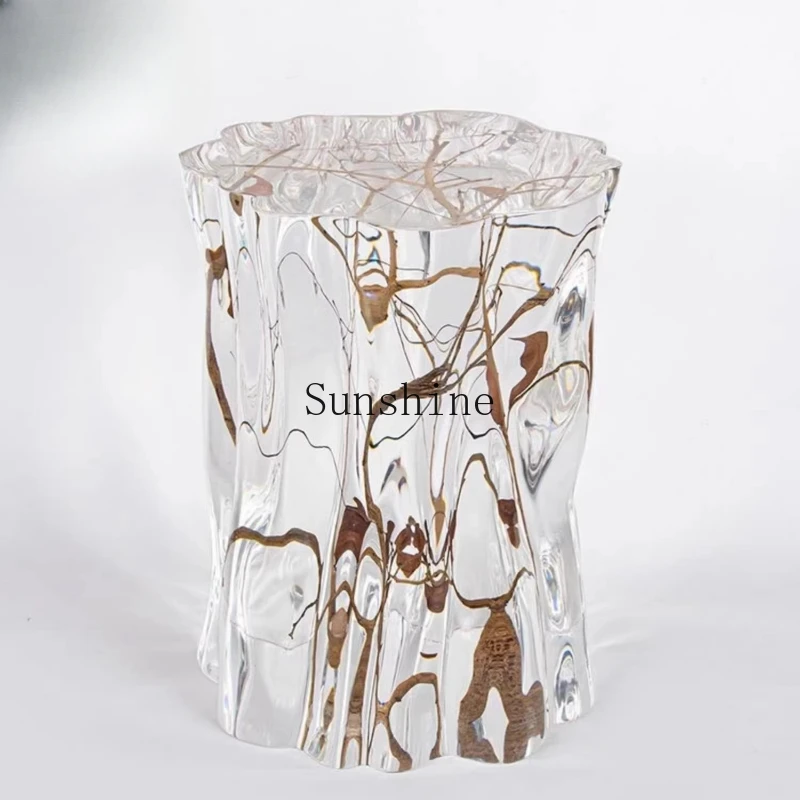 

Titanium crystal acrylic crystal resin pier stool tea stool transparent high-end craft ornament