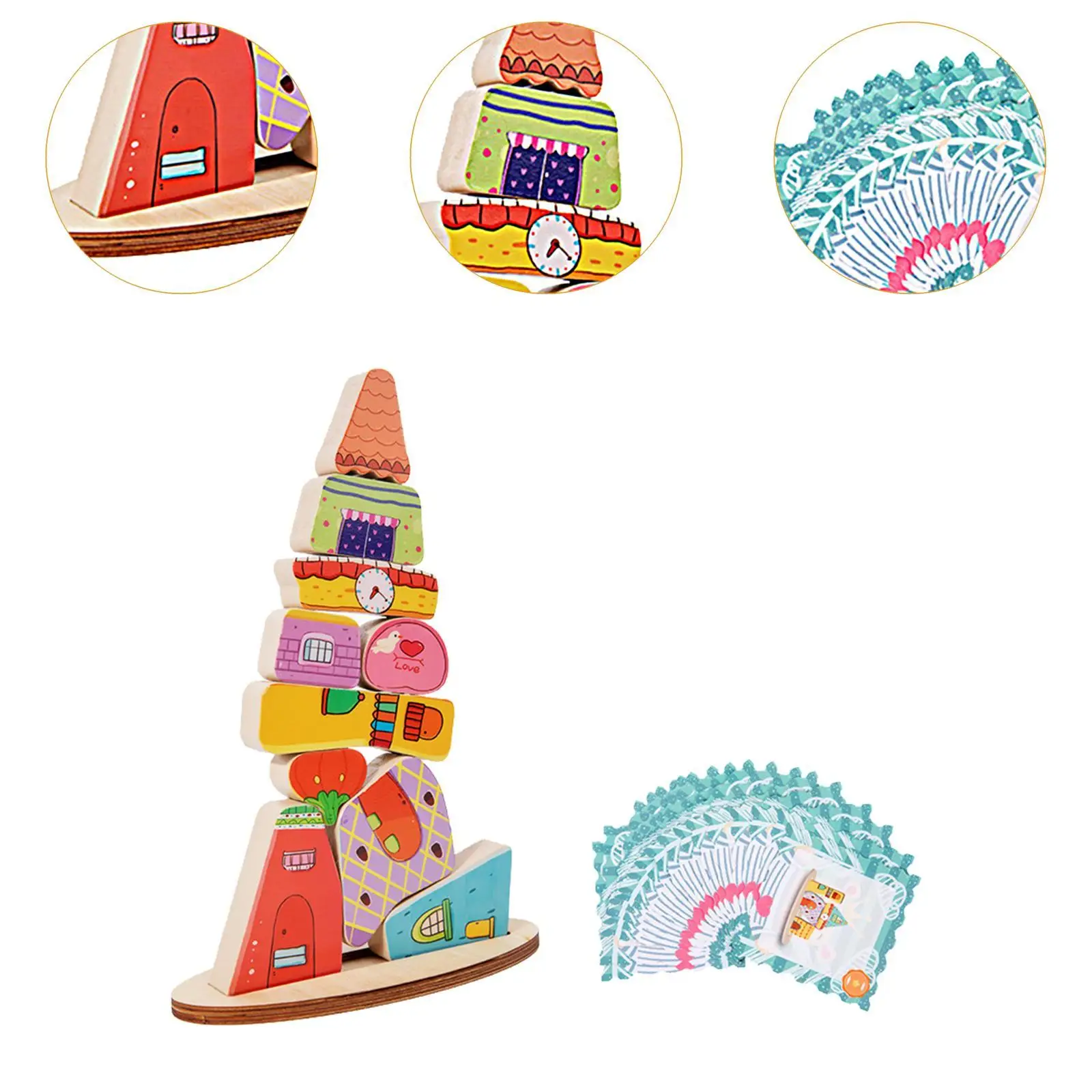 Balance Stacking Colorful Blocks Early Education Toys Wooden Stacking Blocks