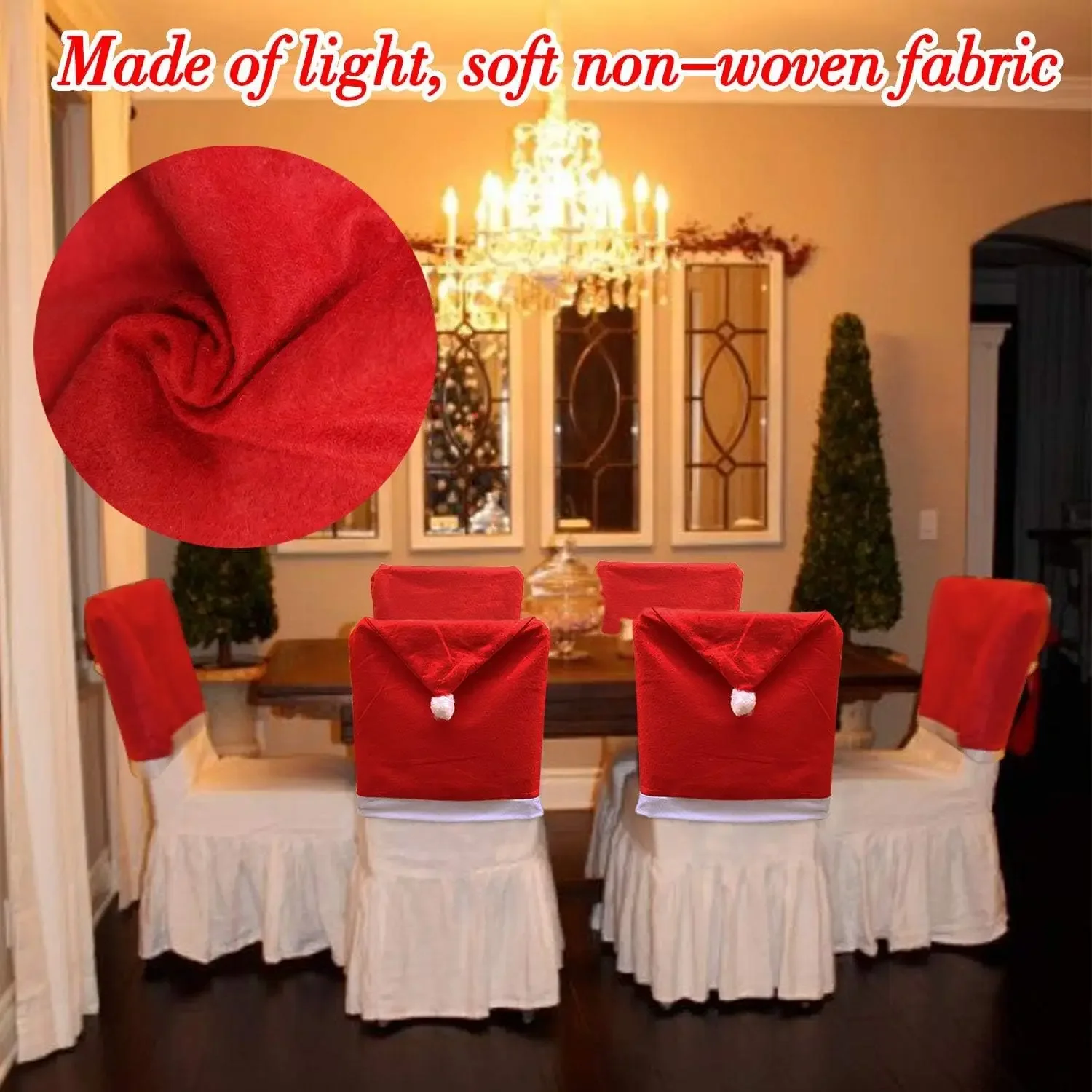 1-20PCS Christmas Party Red Chair Cover Non Woven Dining Chair Cover Table Decoration for Holiday Home Decor Supplies