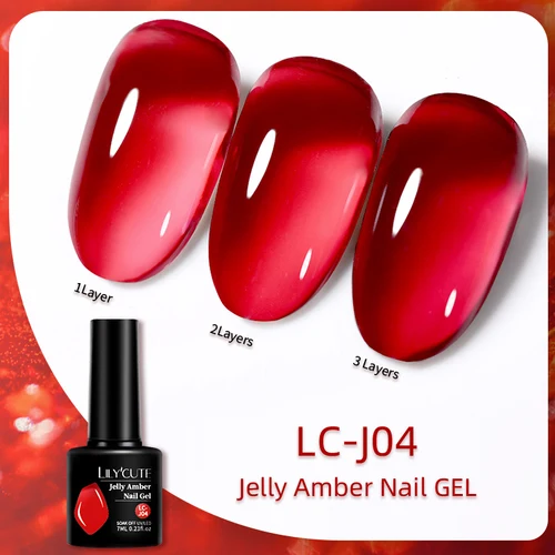 LILYCUTE 7ML gelatina roja transparente Gel de uñas semipermanente UV Nail Art Gel rosa desnudo remojo esmalte de Gel para barnices de manicura