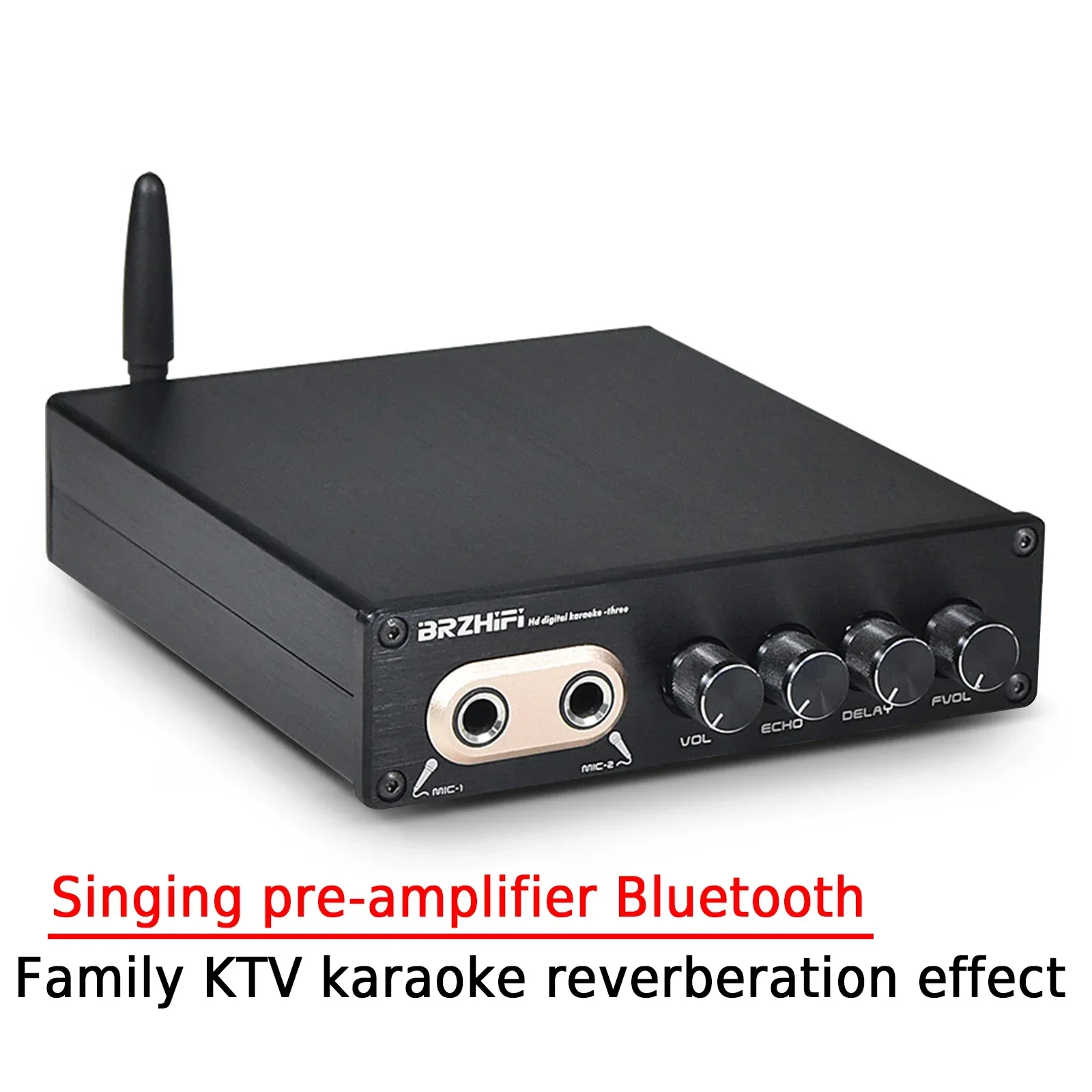 AMXEKR Family KTV Karaoke Singing Pre-amplifier Bluetooth Reverb Effect Dual Microphone Microphone K Song