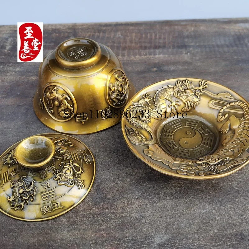 Antique-style, patinated alloy copper decorative pieces for the living room, featuring four mythical creatures in relief on a co