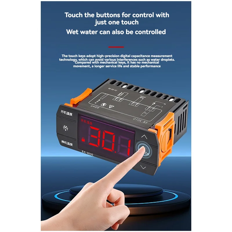 ABLQ Defrost Controller Incubator เครื่องทําความร้อน Cooler EK3030 220V Dual รีเลย์เอาต์พุตสวิทช์อุณหภูมิ