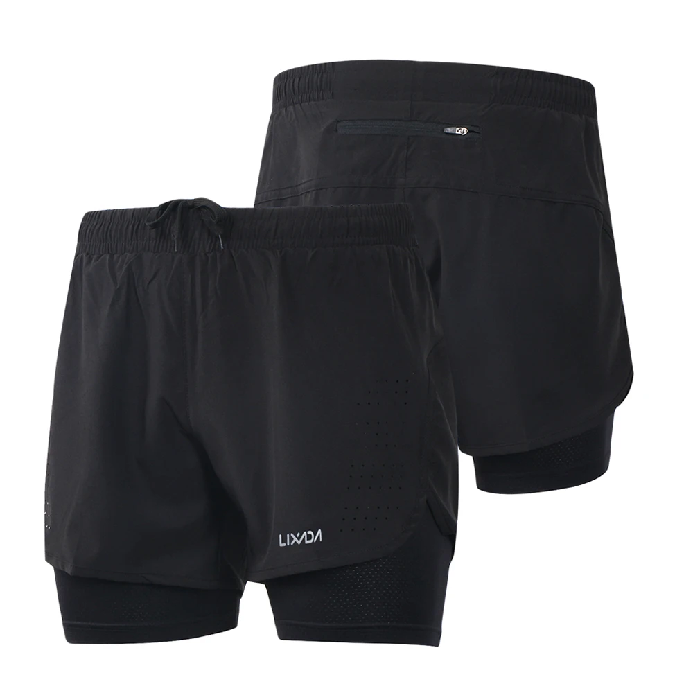 Pantalones cortos para correr 2 en 1 para hombre, pantalones cortos transpirables de secado rápido para entrenamiento activo, pantalones cortos para correr con forro más largo