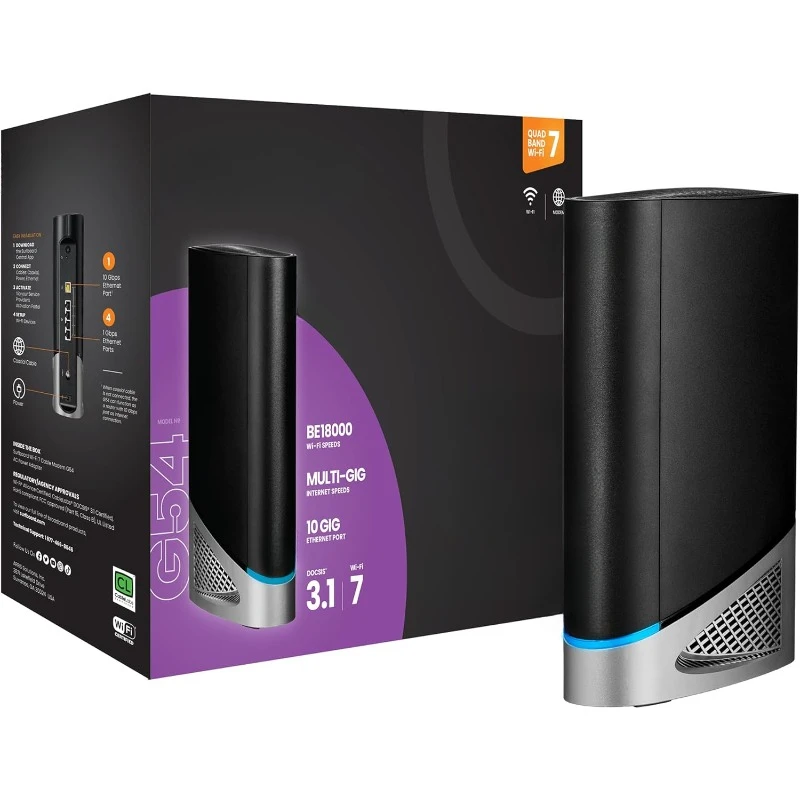 Cable Modem Router Combo - Fast DOCSIS 3.1 Cox, Spectrum Quad-Band 1, Up to 18 Gbps Max Speed，home.